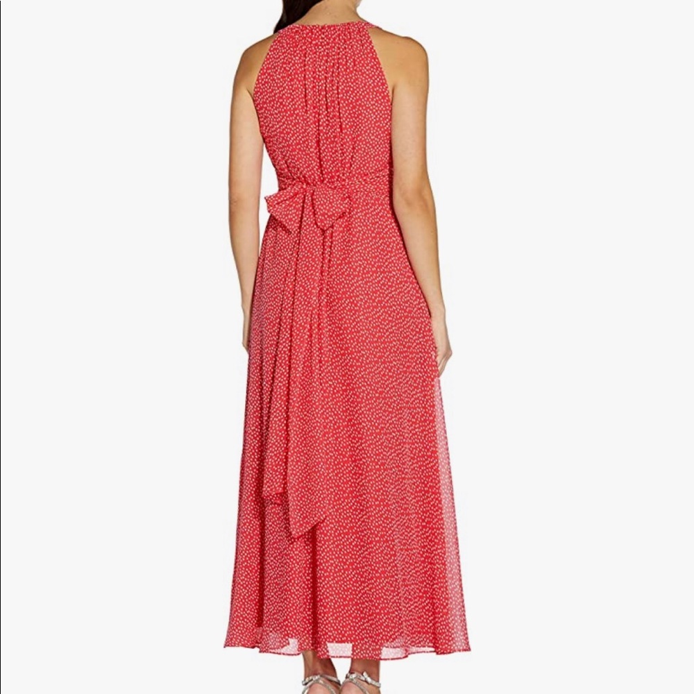 Adrianna Papell Pink/White Polka Dot Halter Dress - 16 - Picture 3 of 8